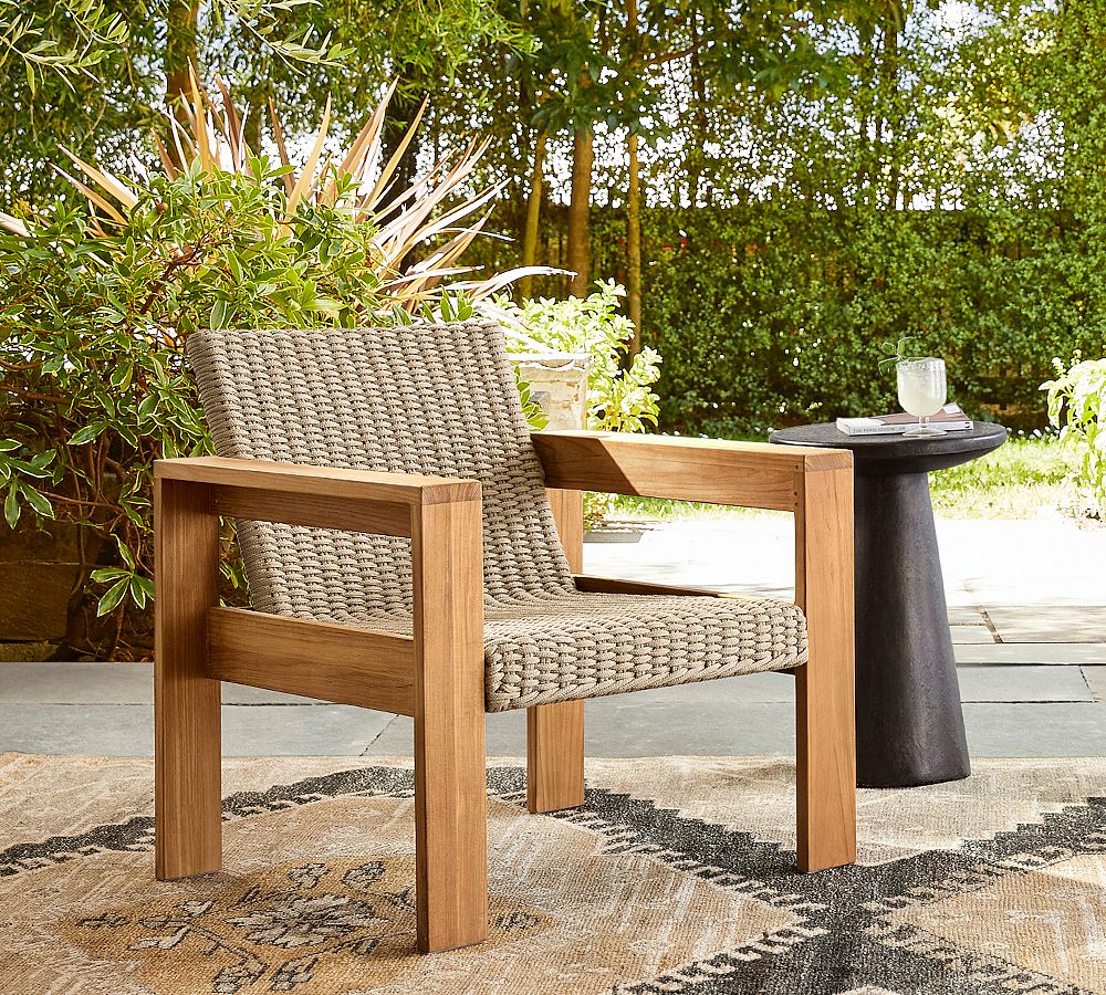 Malibu Teak & Rope Outdoor Lounge Chair by Pottery Barn