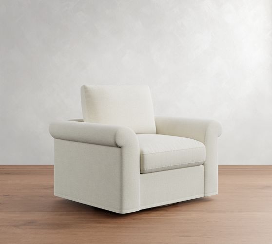 Westwood Roll Arm Slipcovered Swivel Chair by Pottery Barn