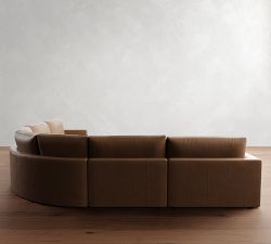 Westwood Square Arm Leather 5-Piece Curved Wedge Sectional (148")