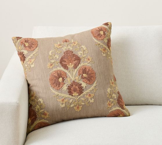 Emerald Embroidered Pillow Cover