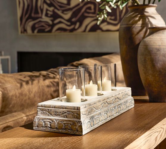 Aarya Wood Centerpiece Candle Holder