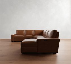 Big Sur Square Arm Leather Power Reclining 6-Piece Chaise Sectional (152"-164")