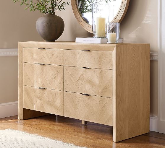 Blair Herringbone 6-Drawer Wide Dresser (62.5