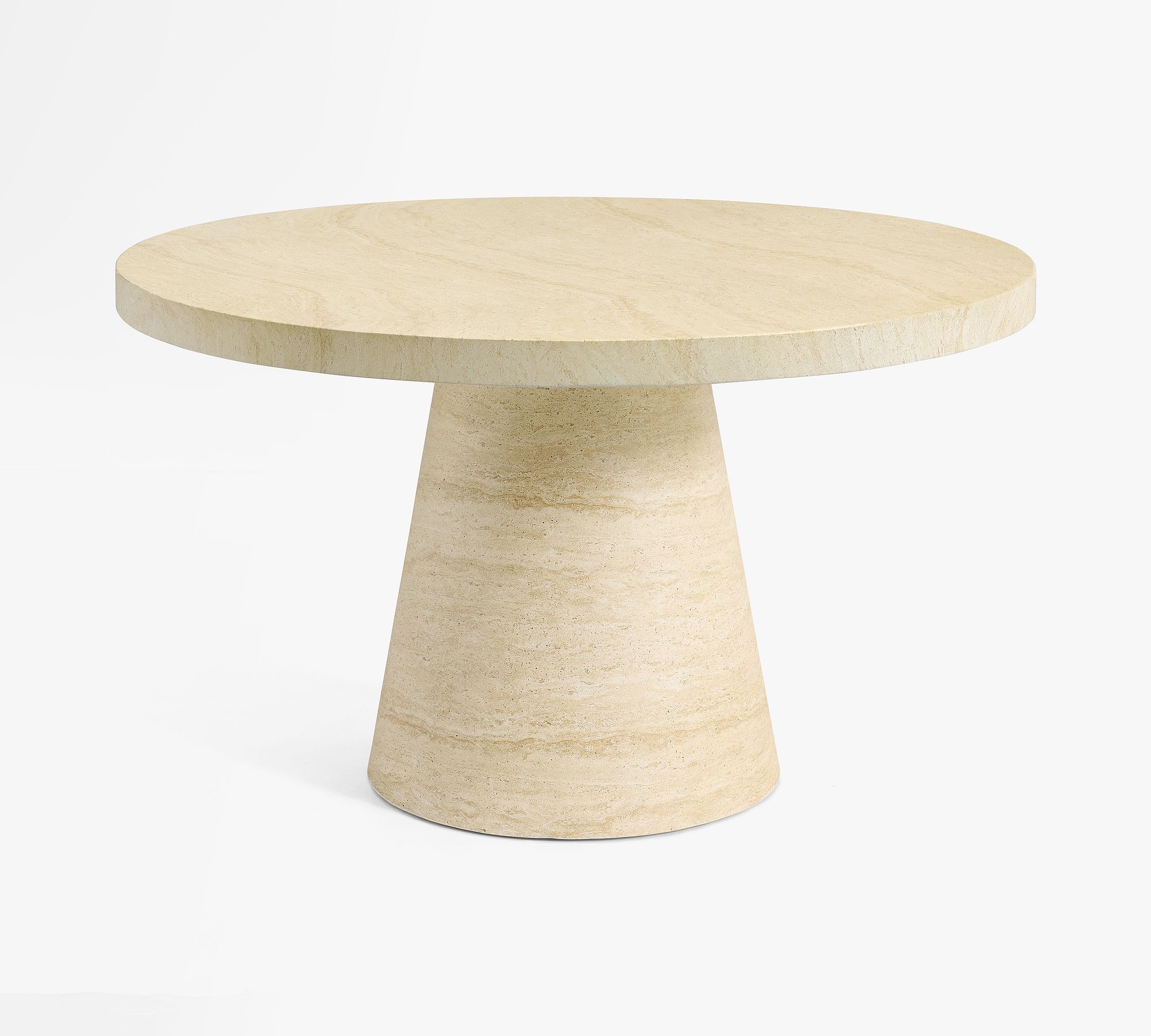 Pomona Faux Travertine Round Outdoor Dining Table (52")
