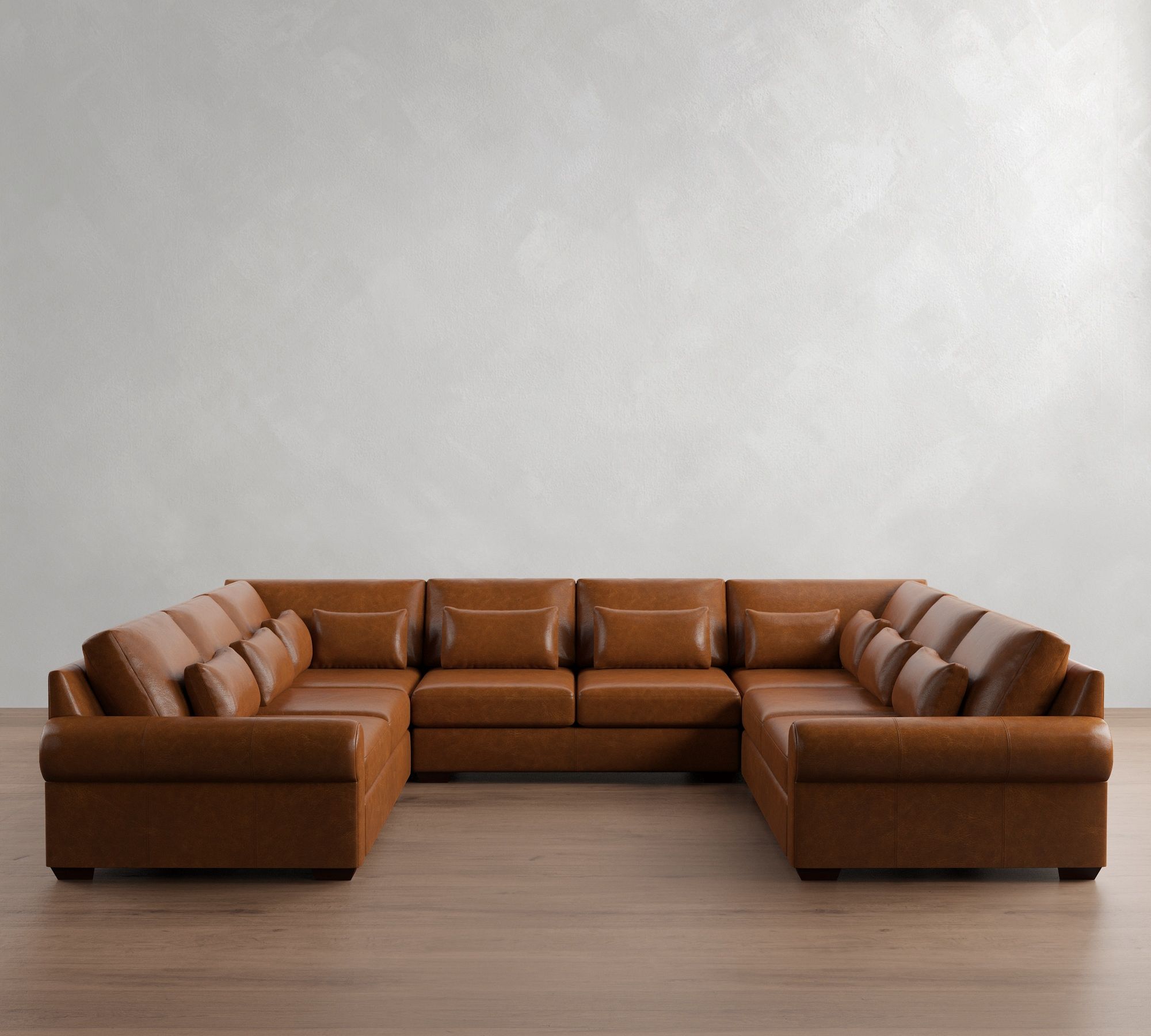 Big Sur Roll Arm Deep Seat Leather U-Shaped Sectional (159"&ndash;191") - thumbnail 9