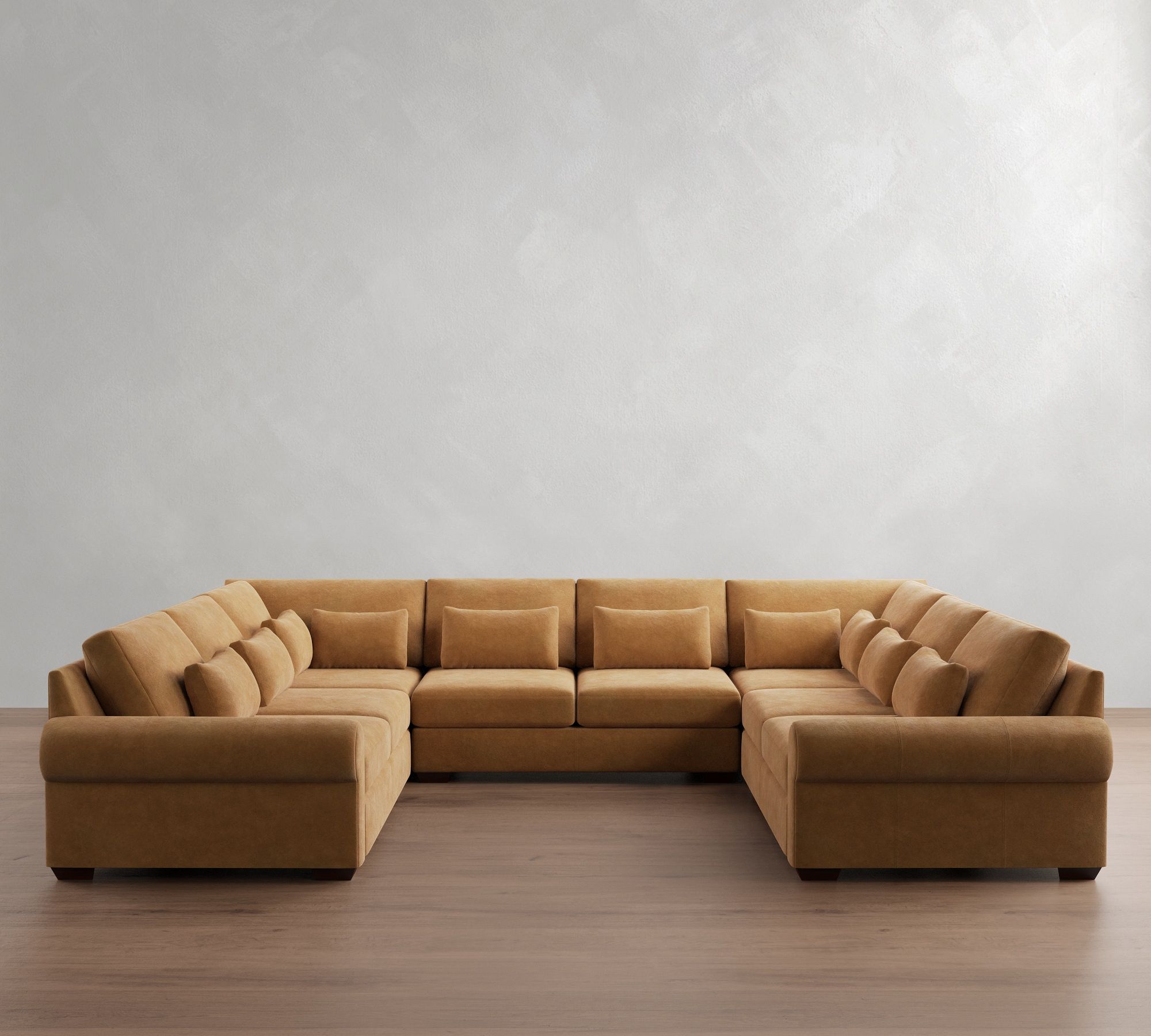 Big Sur Roll Arm Deep Seat Leather U-Shaped Sectional (159"&ndash;191") - thumbnail 8