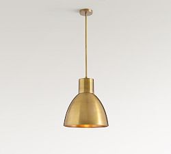 Open Box: Bridget Metal Cloche Pendant, Large, 17" - Tumbled Brass