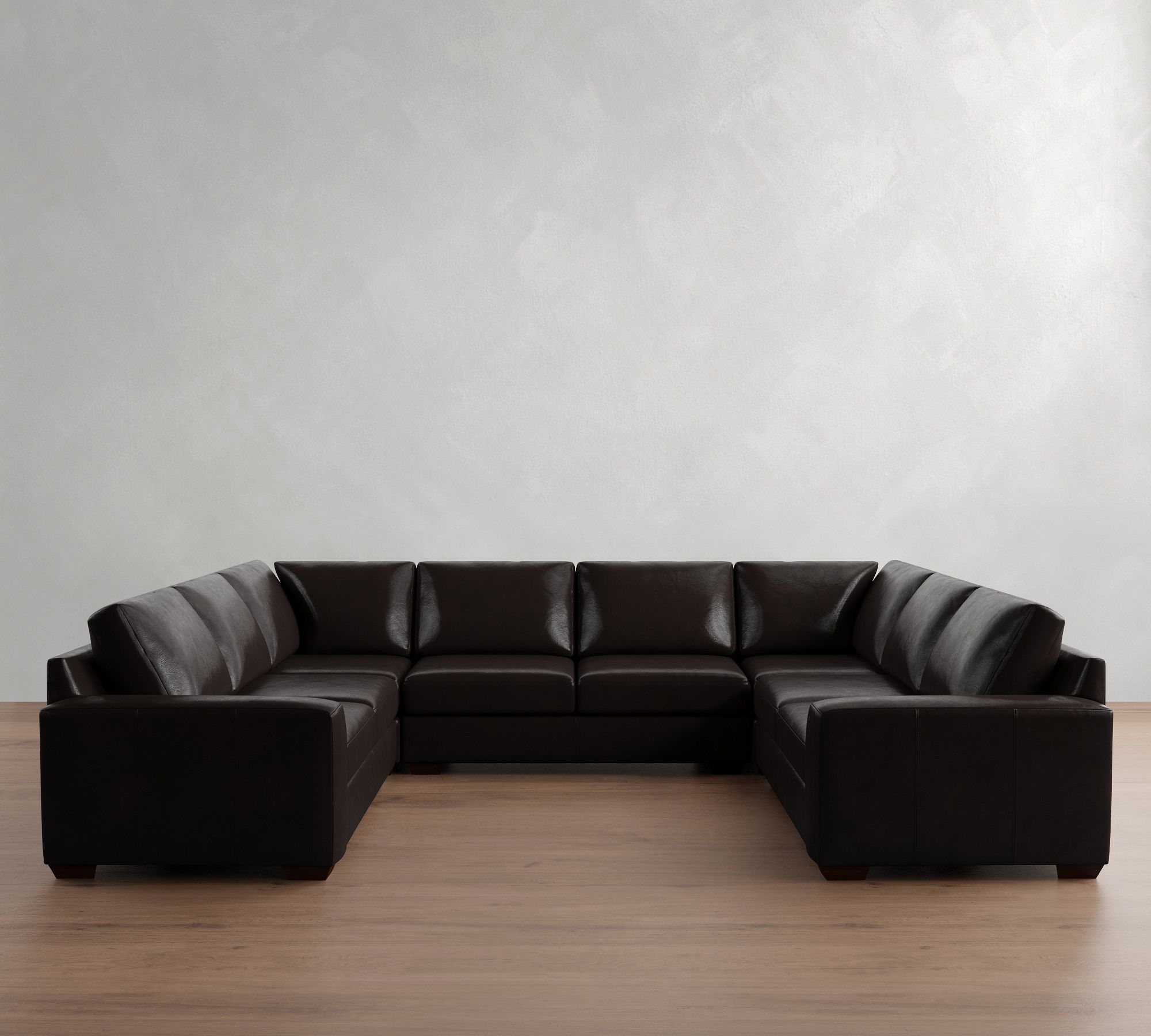 Big Sur Square Arm Leather U-Shaped Sectional (147"&ndash;179) - thumbnail 3