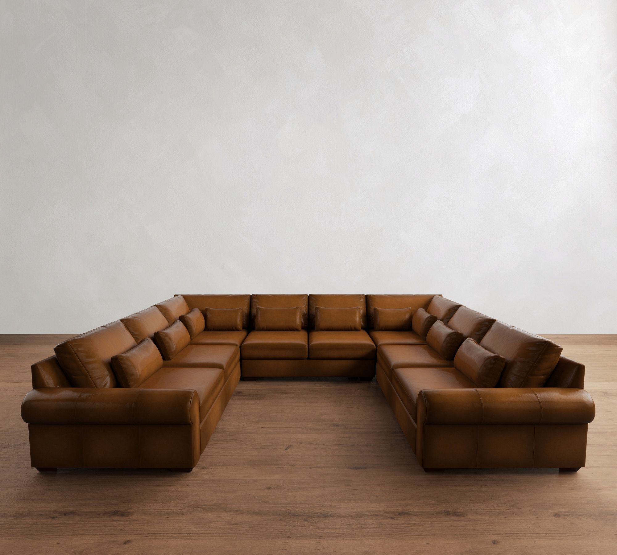 Big Sur Roll Arm Deep Seat Leather U-Shaped Sectional (159"&ndash;191") - thumbnail 7