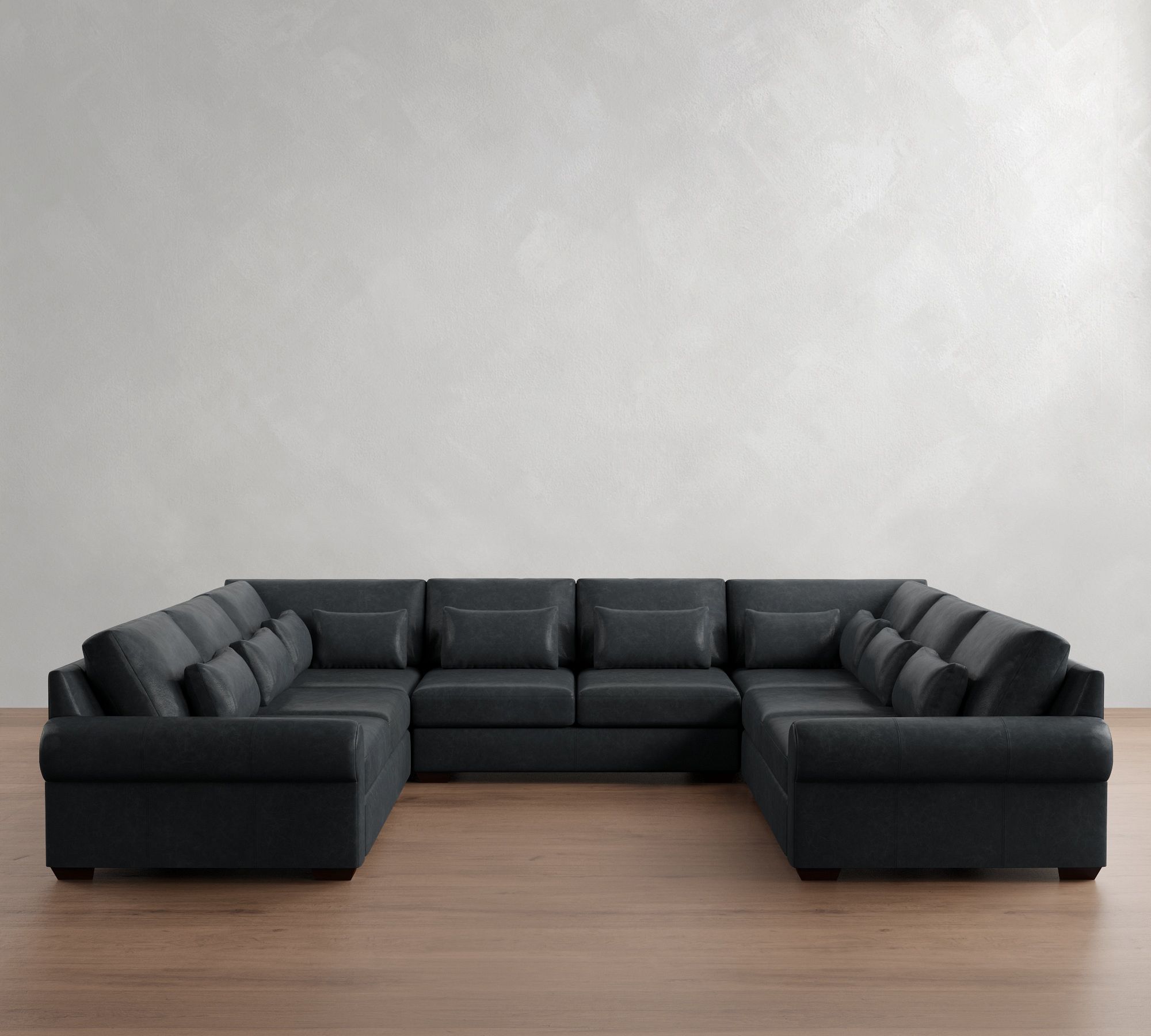 Big Sur Roll Arm Deep Seat Leather U-Shaped Sectional (159"&ndash;191") - thumbnail 6