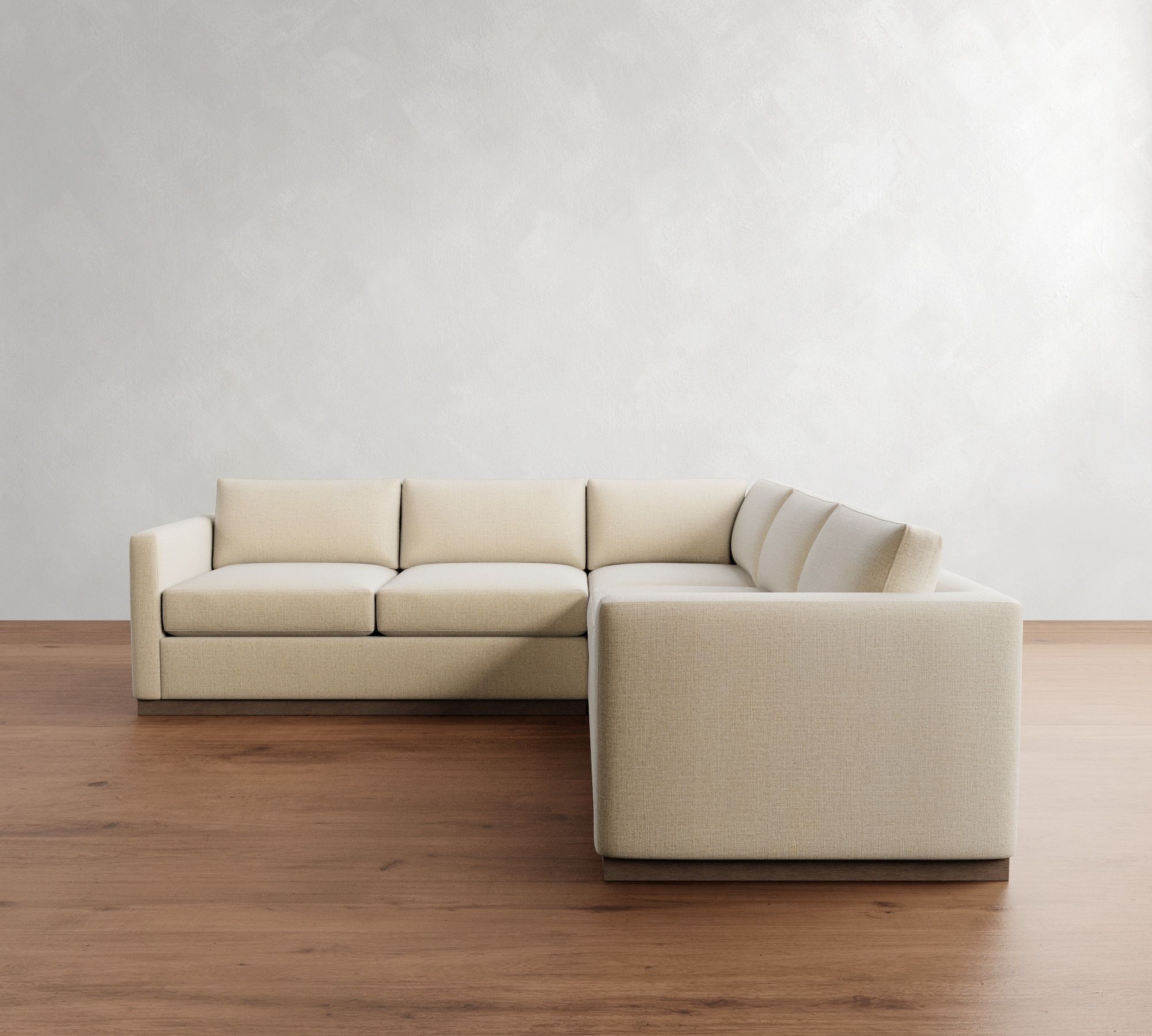 Carmel Slim Arm Wood Base 3-Piece L-Shaped Sectional (110")
