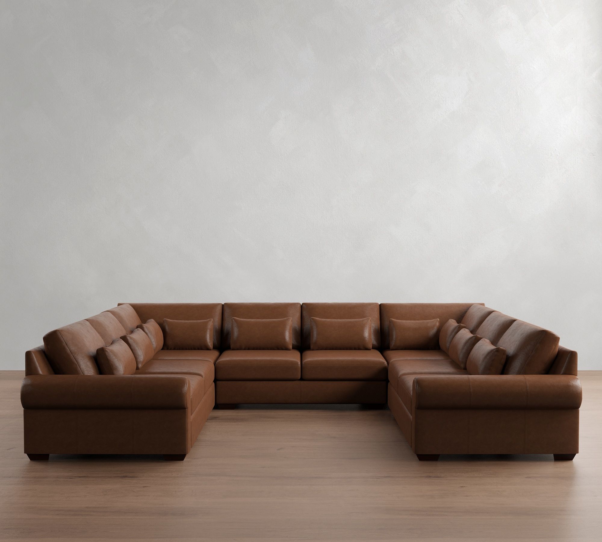 Big Sur Roll Arm Deep Seat Leather U-Shaped Sectional (159"&ndash;191") - thumbnail 2