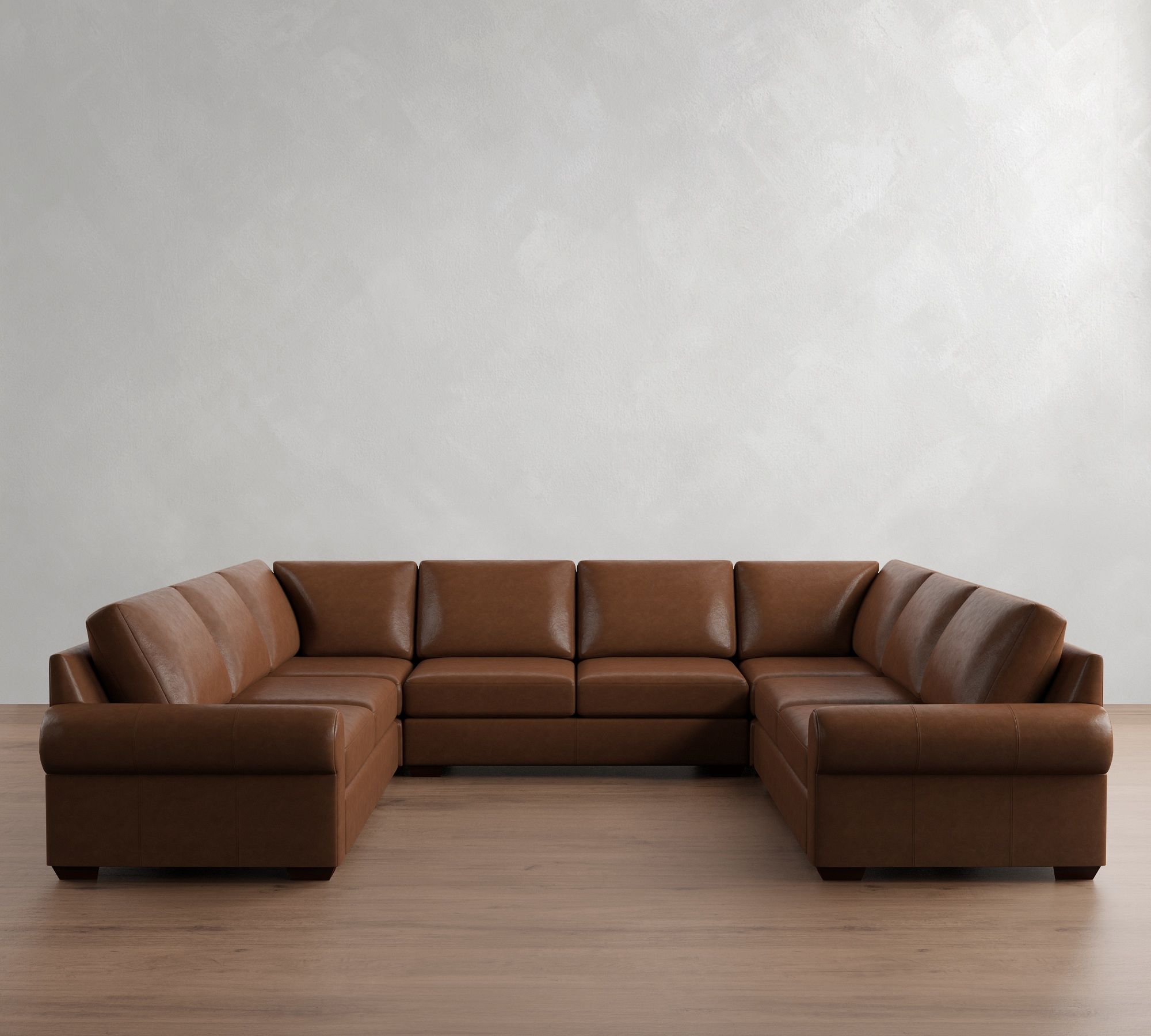 Big Sur Roll Arm Leather U-Shaped Sectional (147"&ndash;179") - thumbnail 3