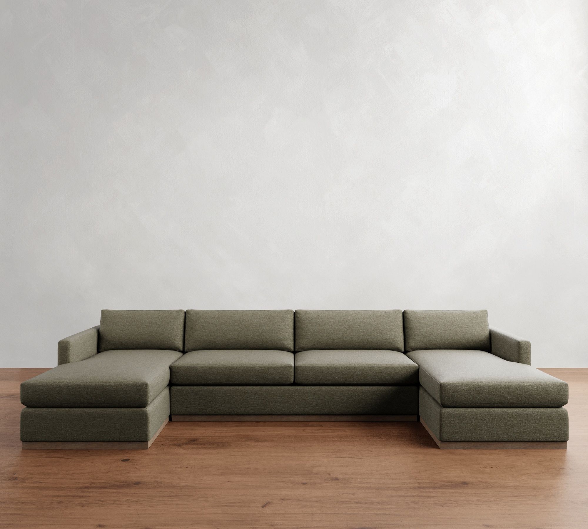 Carmel Slim Arm Wood Base Double Chaise Sectional (139"&ndash;171")