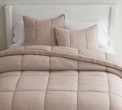 Open Box: European Flax Linen Waffle Comforter, King/Cal. King - Smokey Quartz