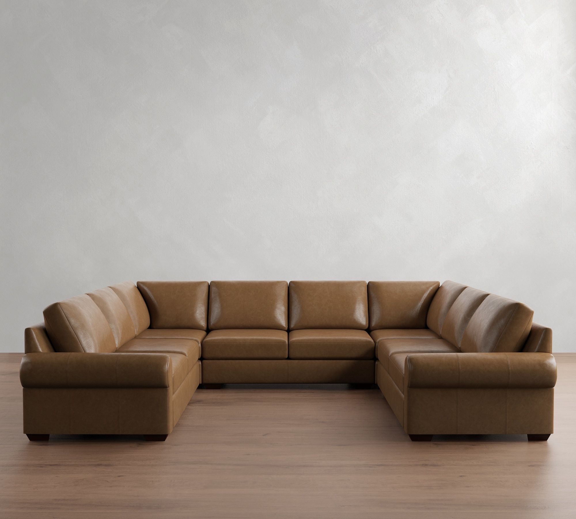 Big Sur Roll Arm Leather U-Shaped Sectional (147"&ndash;179")
