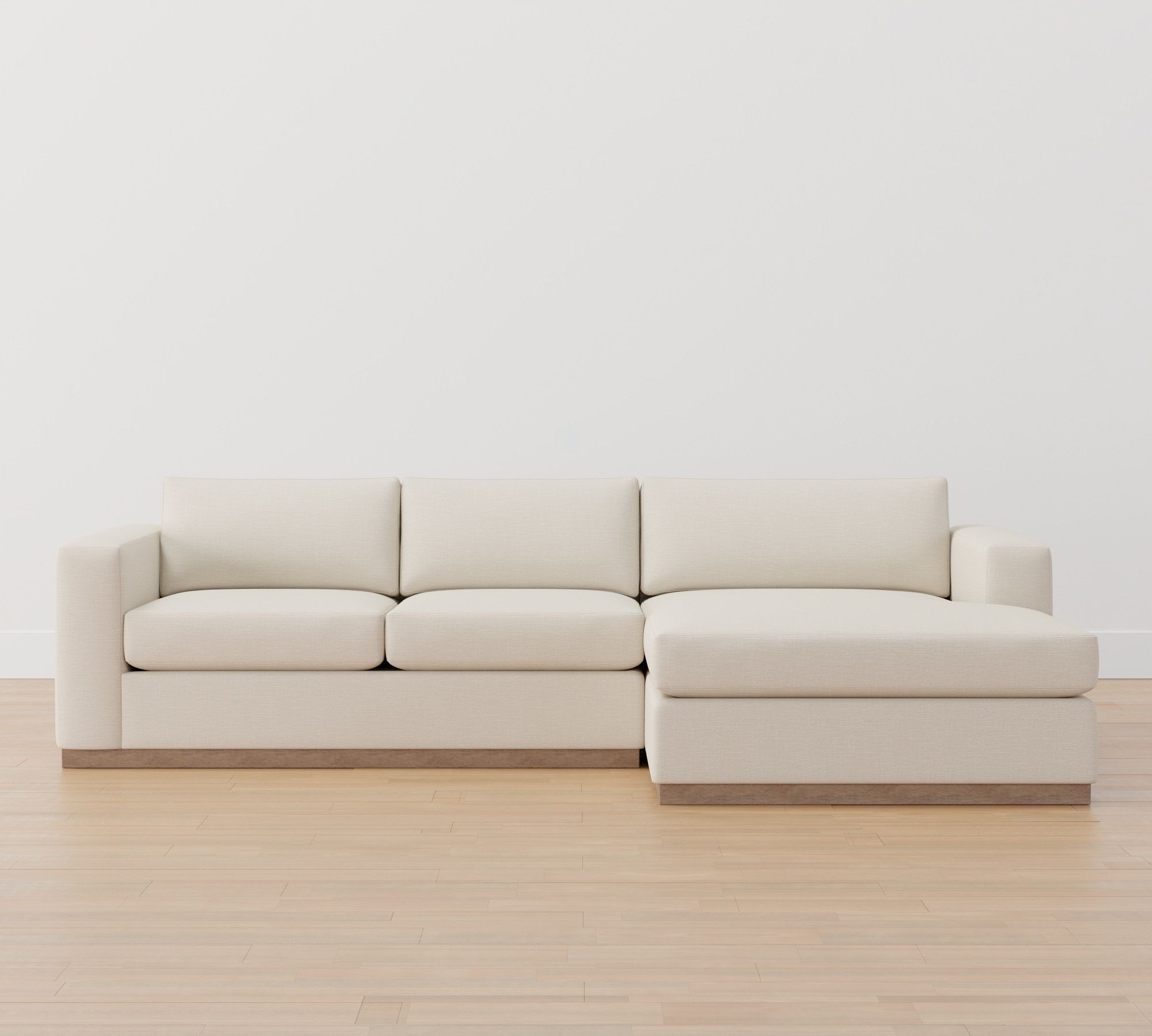 Carmel Wide Arm Wood Base Chaise Sectional (113"&ndash;135")