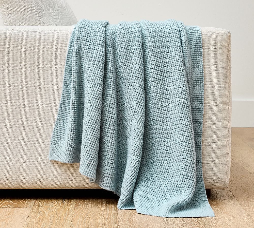 Renata Waffle Knit Throw - Chambray, 50" x 60"