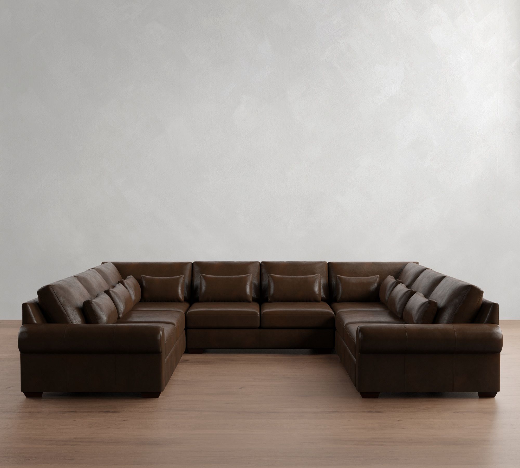 Big Sur Roll Arm Deep Seat Leather U-Shaped Sectional (159"&ndash;191") - thumbnail 5