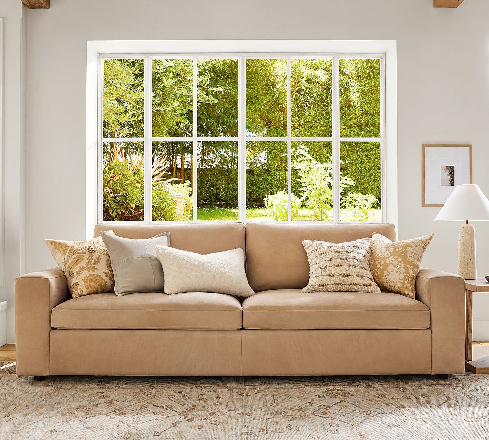 Sierra Leather Sofa (62"-118") by Pottery Barn