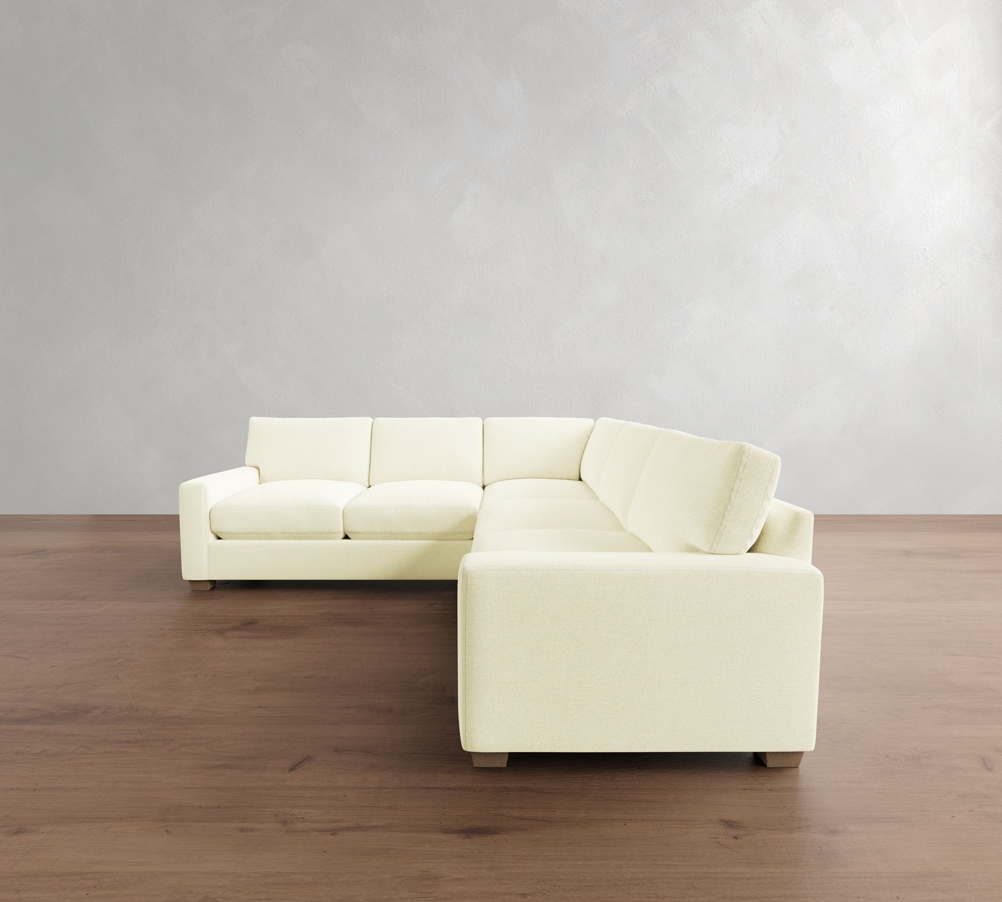 PB Comfort Modern Square Arm 3-Piece L-Shaped Sectional (106")