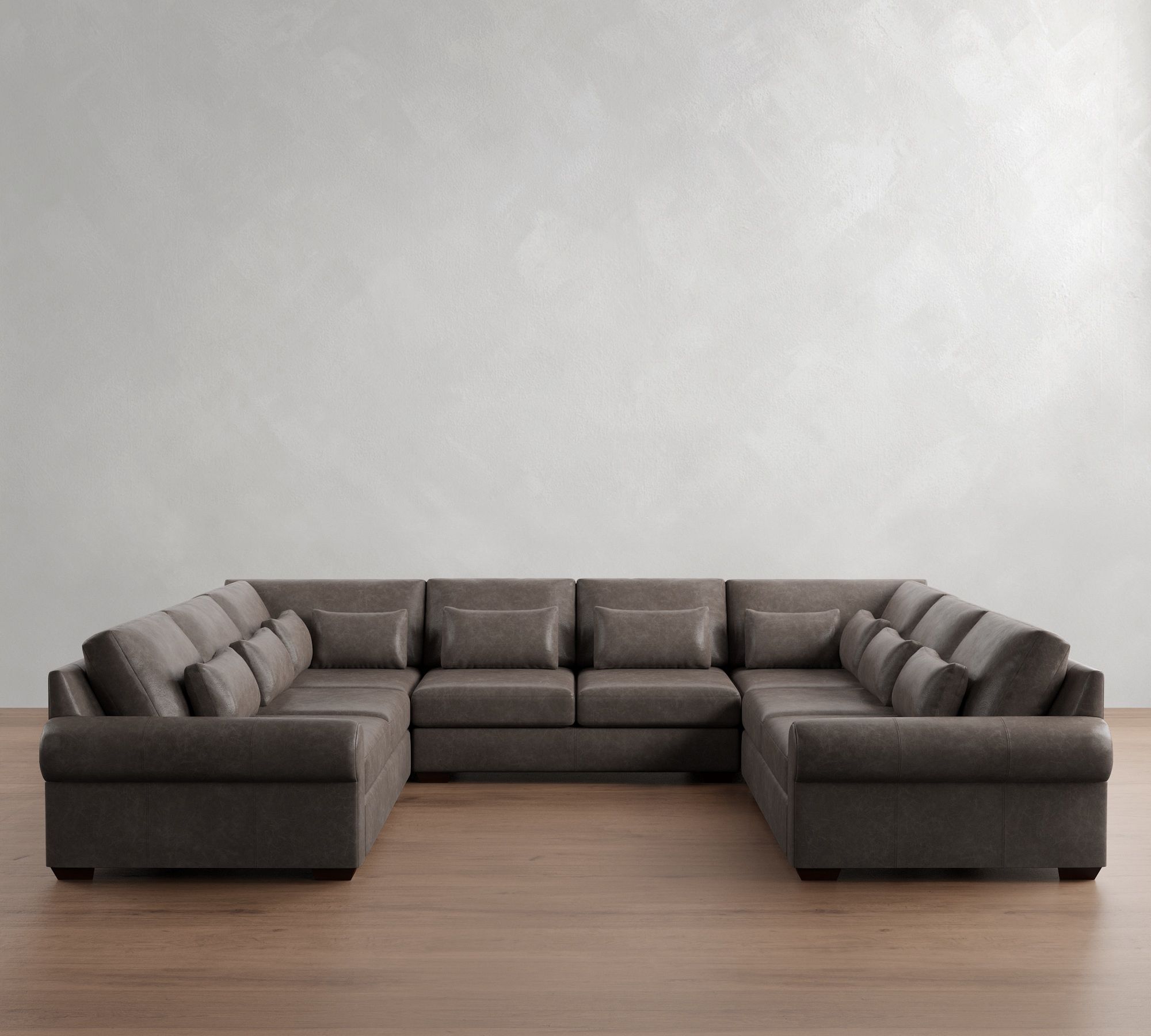 Big Sur Roll Arm Deep Seat Leather U-Shaped Sectional (159"&ndash;191") - thumbnail 4