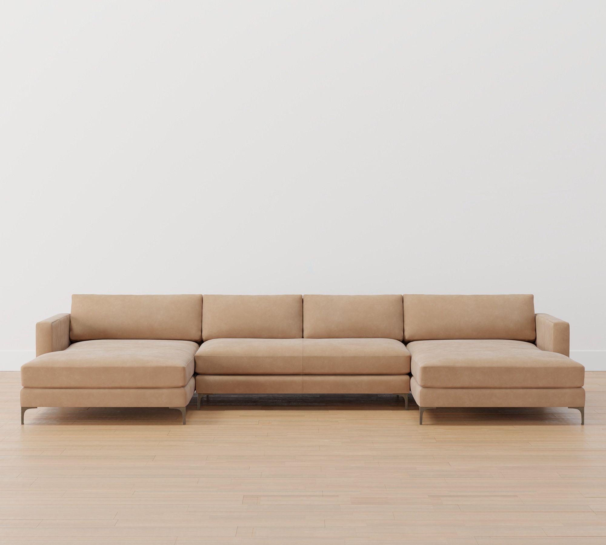 Jake Leather Double Chaise Sectional (145"&ndash;164")