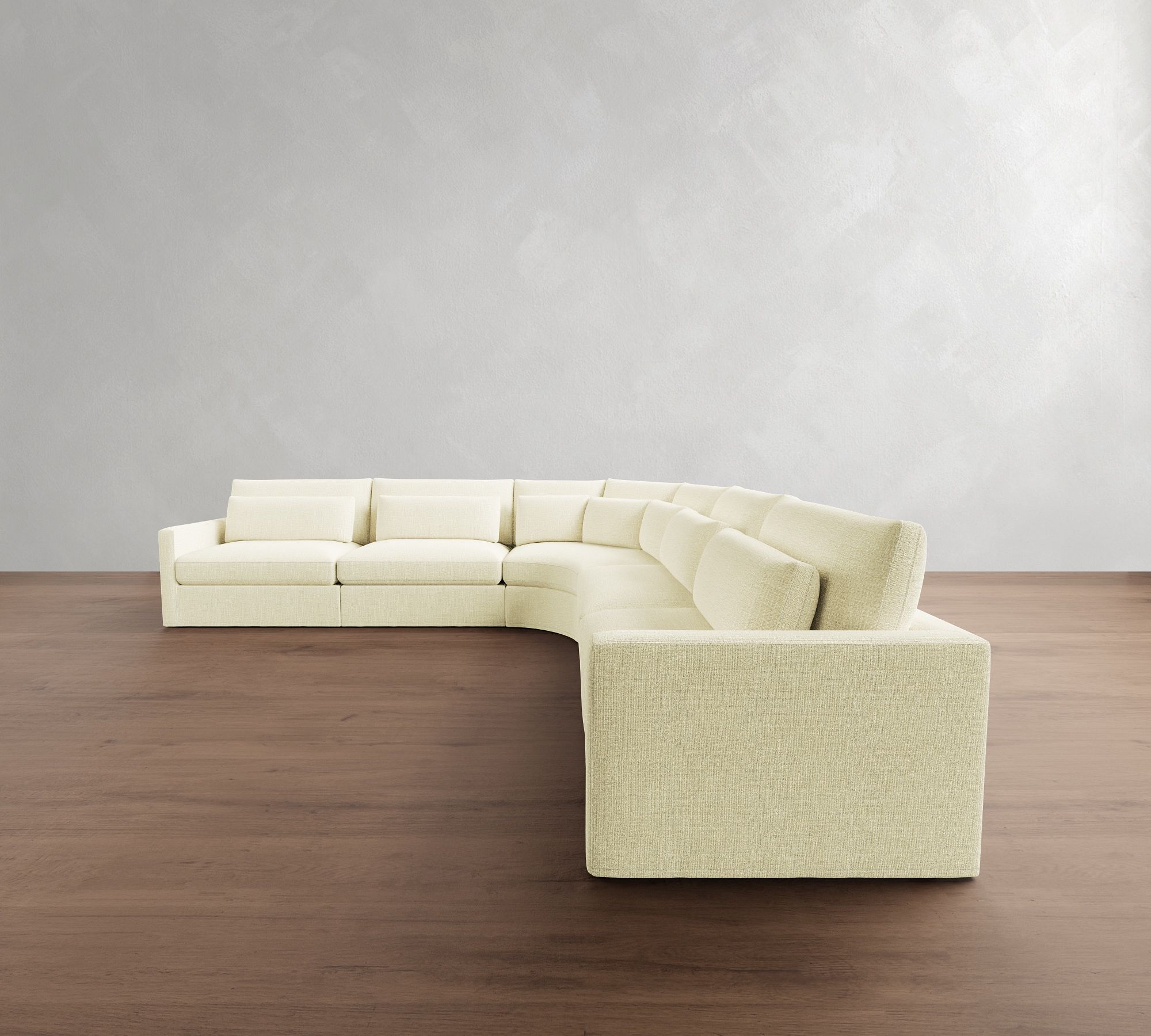 Westwood Slim Arm Deep Seat Slipcovered 5-Piece Curved Wedge Sectional (153")