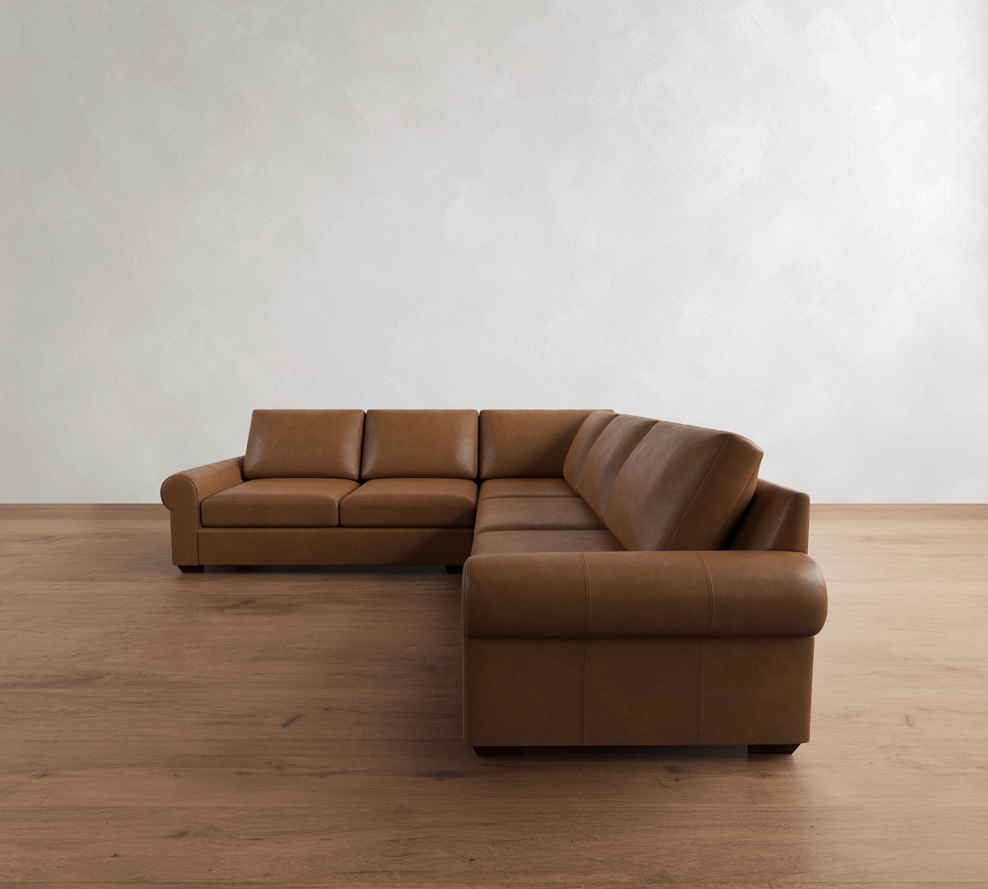 Big Sur Roll Arm Leather 3-Piece L-Shaped Sectional (115") - thumbnail 7