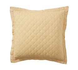 Open Box: Belgian Flax Linen Diamond Quilted Sham, Euro, Set of 2 - Daffodil
