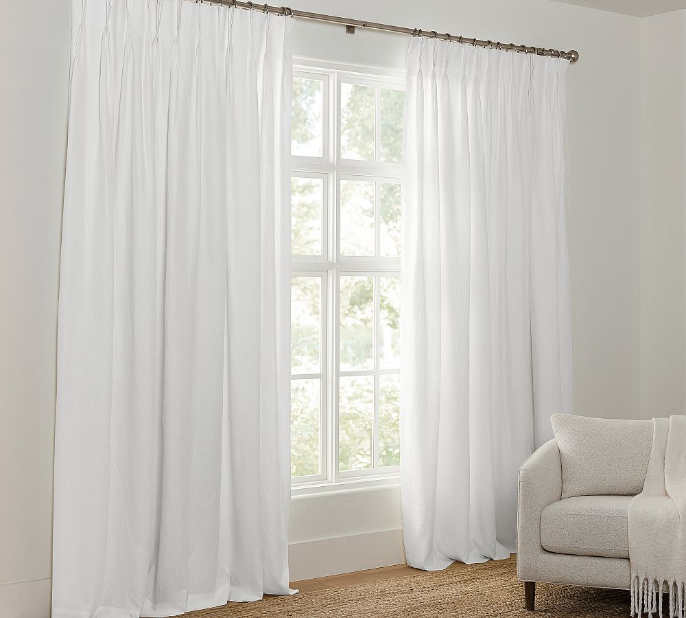 Belgian Flax Linen Triple Pinch Pleat Blackout Curtain by Pottery Barn