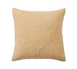 Open Box: Belgian Flax Linen Floral Stitch Quilted Sham, Euro, Set of 2 - Harvest Gold