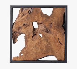 Open Box: Live Edge Teak Framed Wall Art (15" Sq) - Black