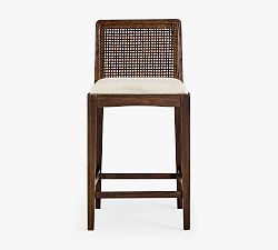 Open Box: Monty Cane Counter Stool (26") - Vintage Amber, Performance Boucle Oatmeal