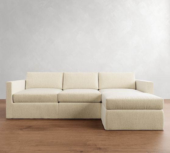 Carmel Slim Arm Slipcovered Modular Chaise Sectional (107"-139") by Pottery Barn