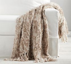 Faux Fur Woven Fringe Throw
