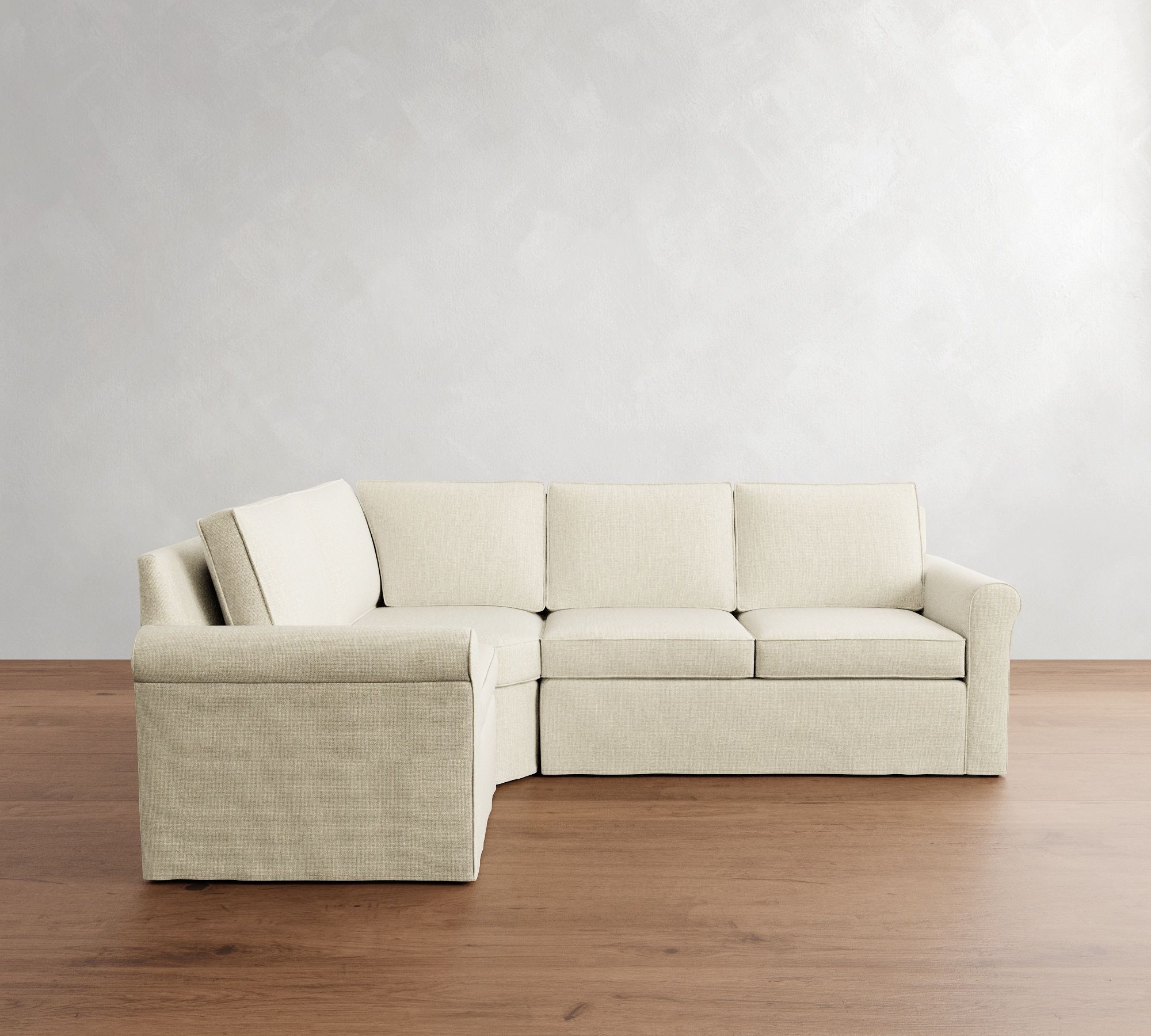 Cameron Roll Arm Slipcovered 3-Piece Wedge Sectional (109")