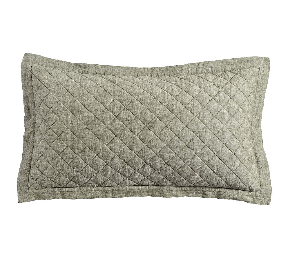 Belgian Flax Linen Diamond Quilt - Dark Green, King, Set of 2