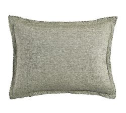 Open Box: Belgian Flax Linen Double Flange Sham, Standard Set of 2 - Dark Green