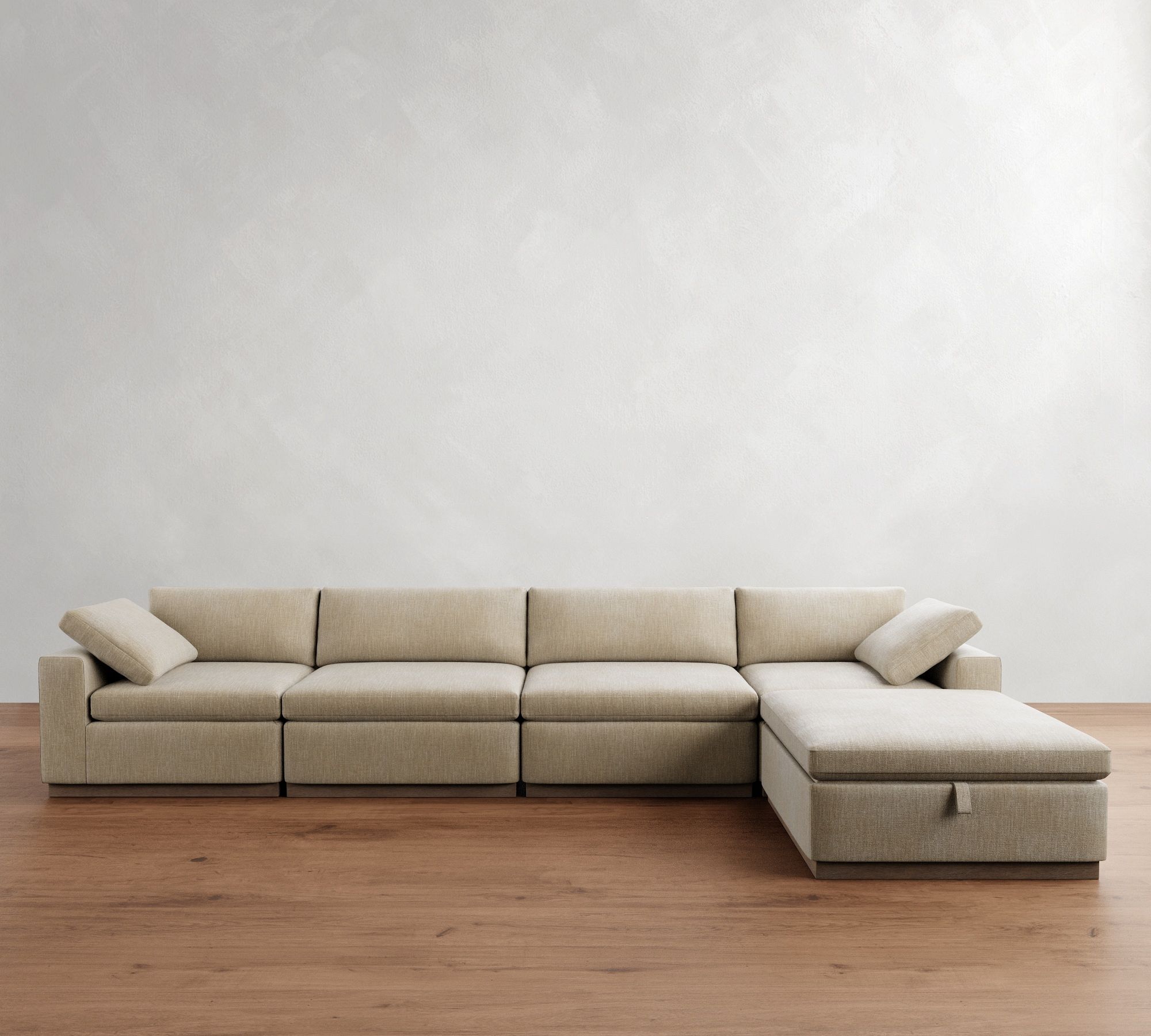 Dream Wood Base Modular Chaise Sectional (129"&ndash;172")