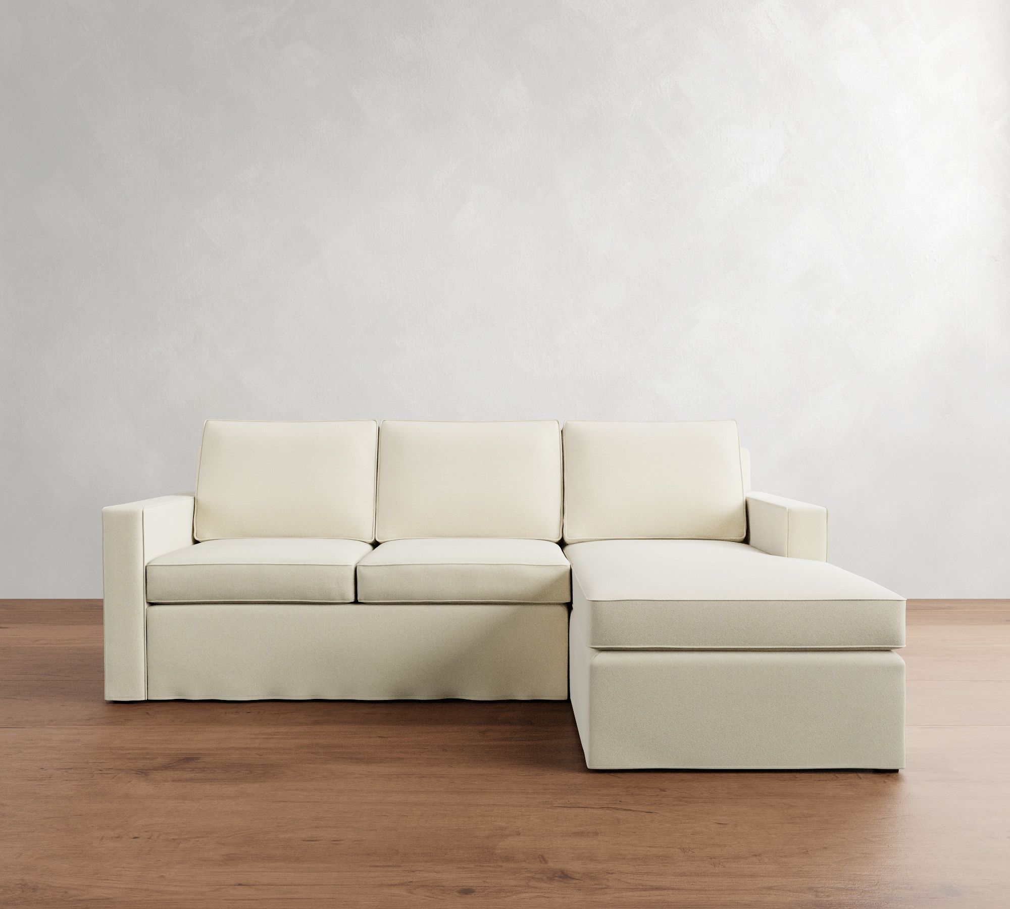 Cameron Square Arm Slipcovered Chaise Sectional (99")