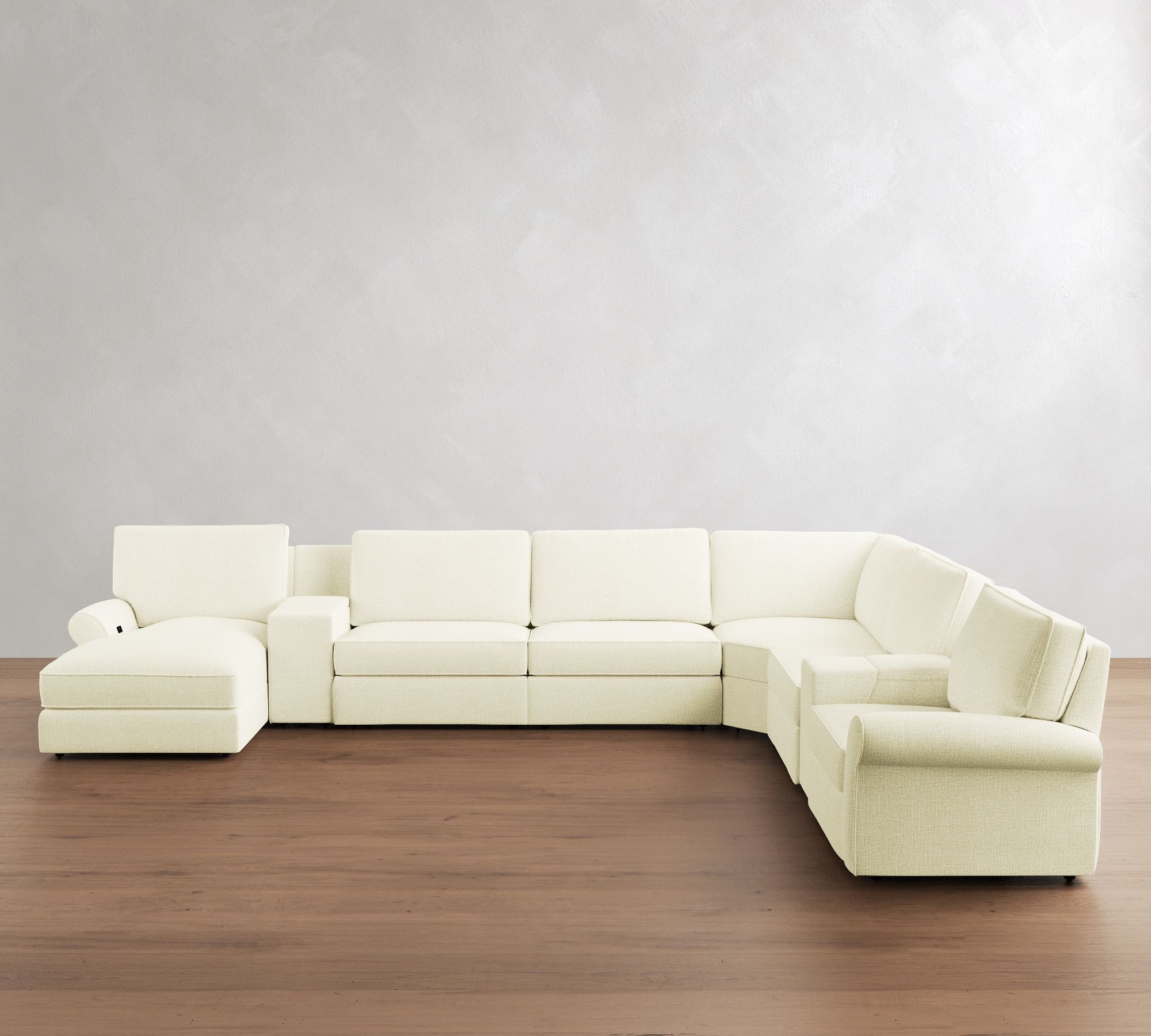 PB Comfort Roll Arm Power Reclining L-Shaped Chaise Sectional (155"-169")