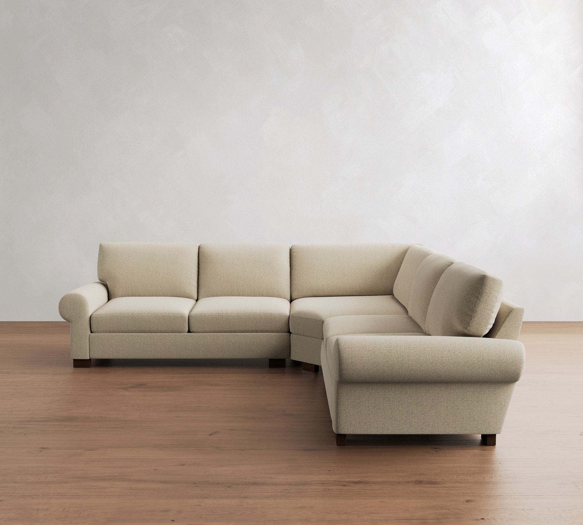 Turner Roll Arm 3-Piece L-Shaped Wedge Sectional (113"&ndash;117")