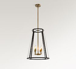 Open Box: Manor Glass Tapered Indoor/Outdoor Pendant (18") - Bronze/Tumbled Brass