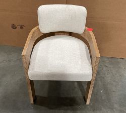 Open Box: Modern Farmhouse Upholstered Dining Armchair - Performance Boucle Oatmeal, Fog