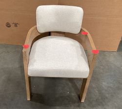 Open Box: Modern Farmhouse Upholstered Dining Armchair - Performance Boucle Oatmeal, Fog
