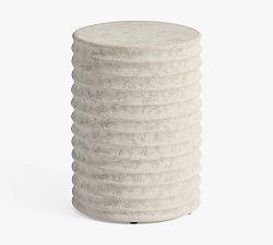 Open Box: Naples Terracotta Round Outdoor Accent Table (13") - Gray