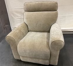 Open Box: PB Comfort Roll Arm Deluxe Power Swivel Glider Recliner with Massage and Heat - Performance Luxe Chenille Golden Wheat
