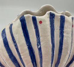 Open Box: Printed Striped Shell Vase - Blue/White