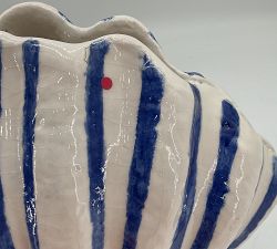 Open Box: Printed Striped Shell Vase - Blue/White